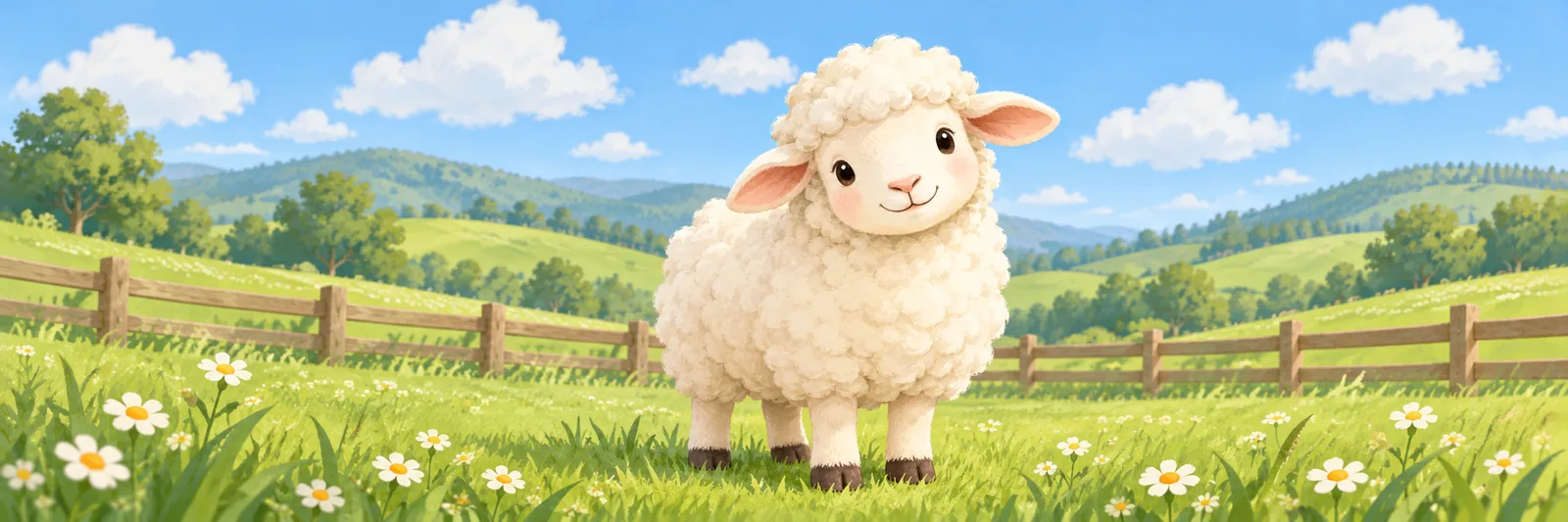 Un mouton dessiné par une IA dans une prairie